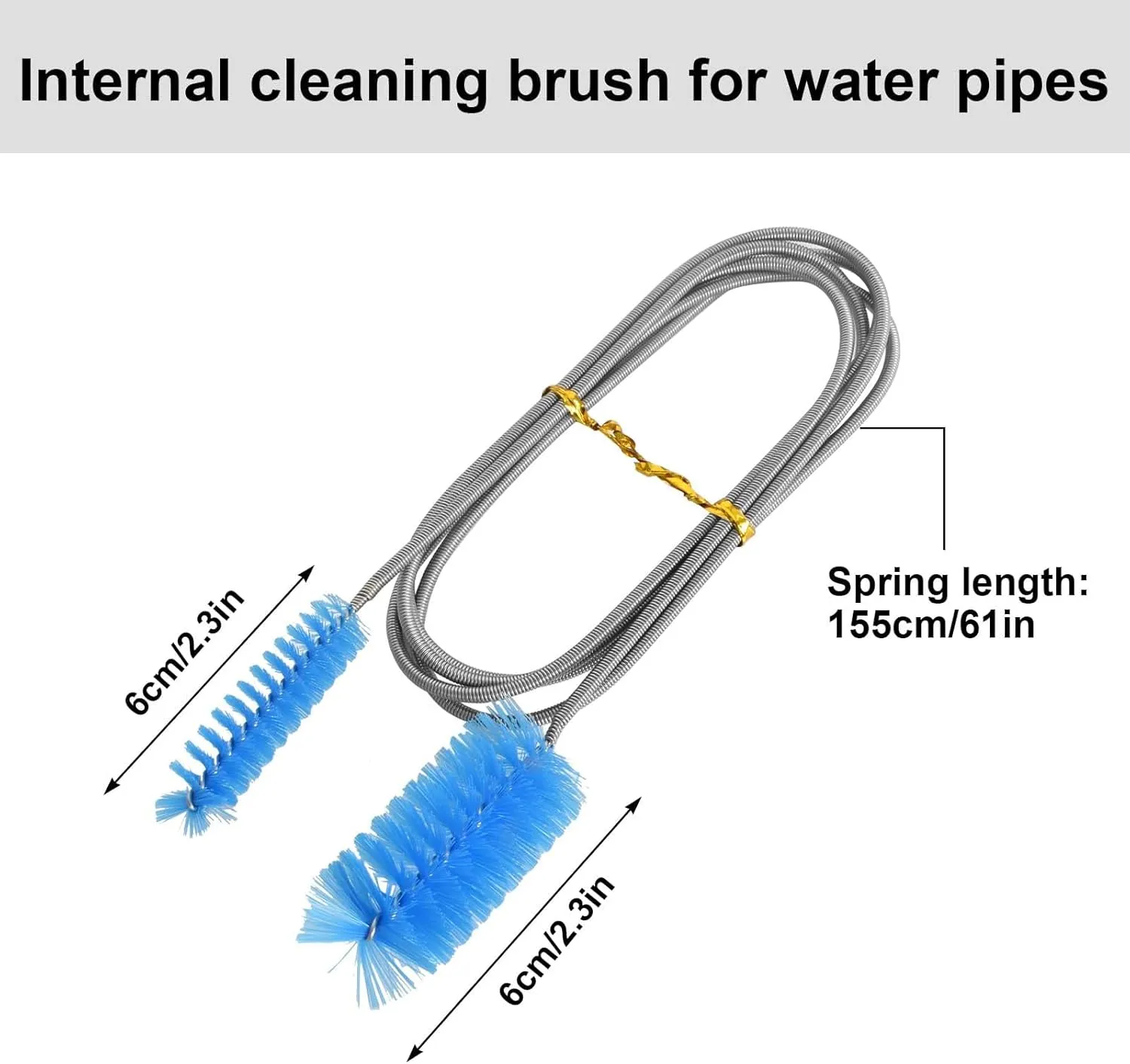 155cm Limpiador de Tuberías Largo, Cepillo de Limpieza Flexible de Nailon y Acero Inoxidable, Cepillo de Limpieza de Tubo Flexib
