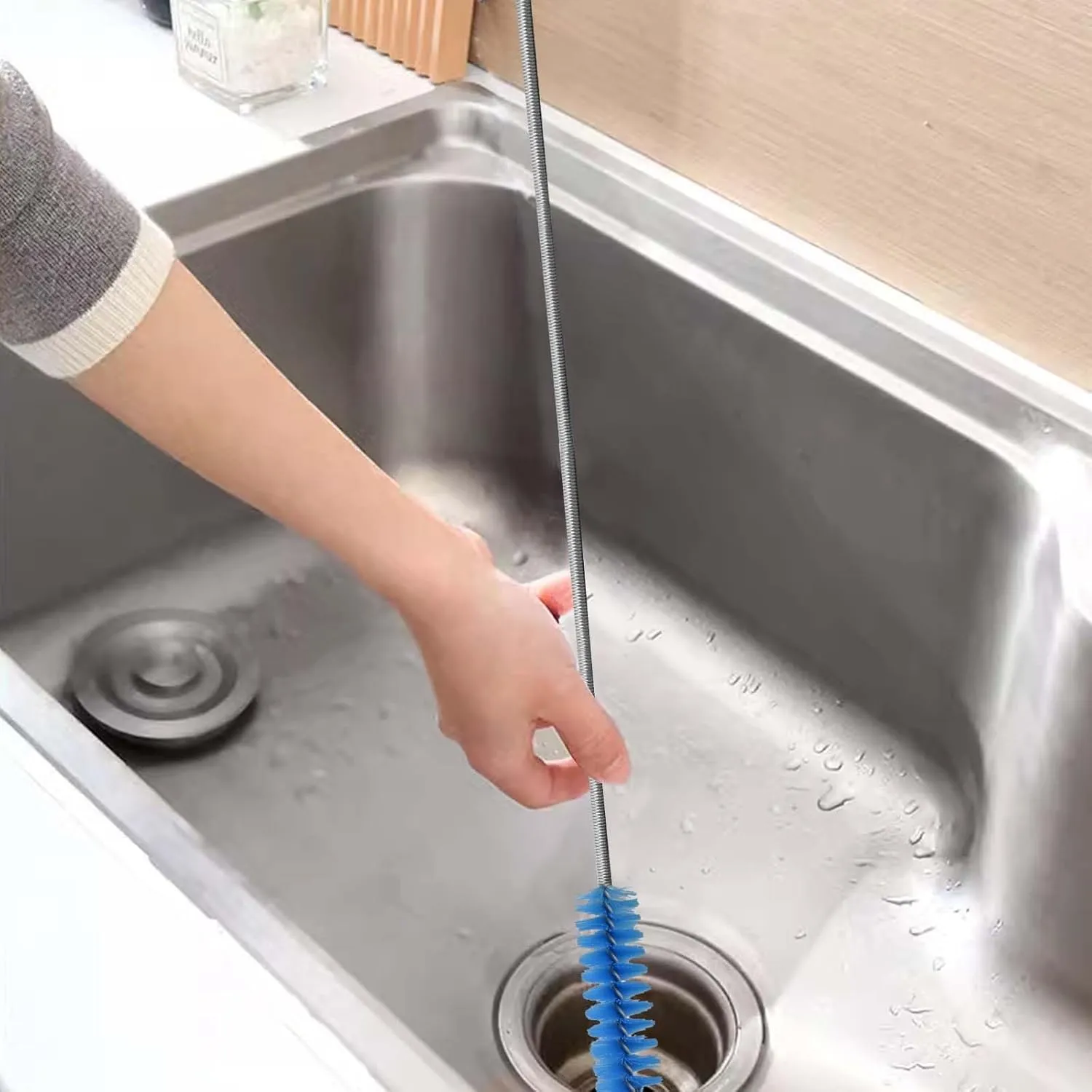 155cm Limpiador de Tuberías Largo, Cepillo de Limpieza Flexible de Nailon y Acero Inoxidable, Cepillo de Limpieza de Tubo Flexib