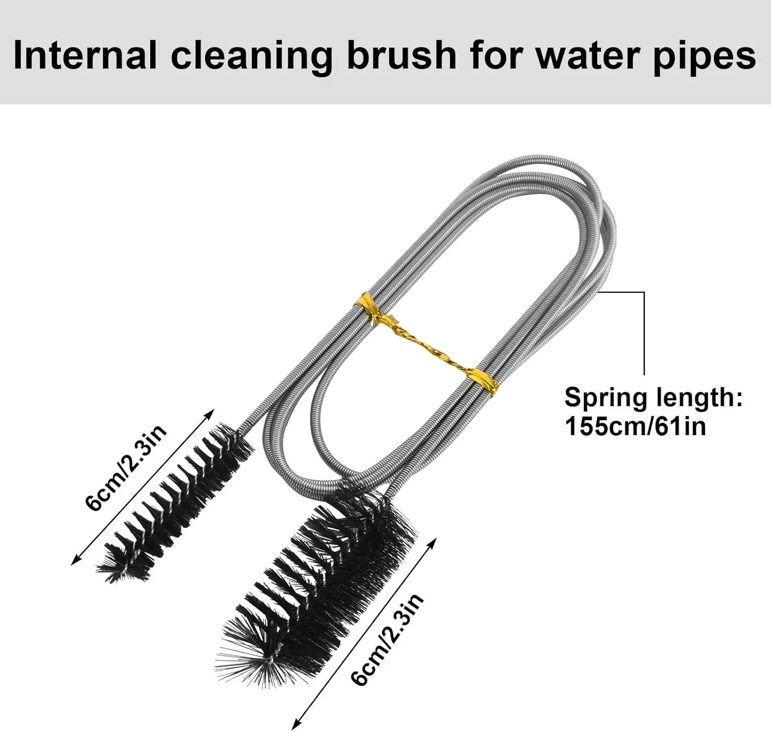 155cm Limpiador de Tuberías Largo, Cepillo de Limpieza Flexible de Nailon y Acero Inoxidable, Cepillo de Limpieza de Tubo Flexib