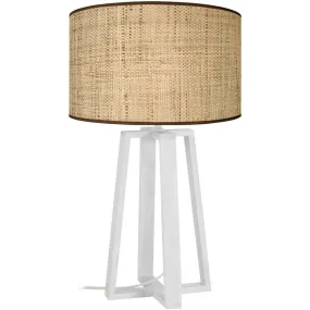 round wooden white and cream night lamp