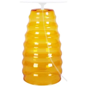 round yellow and white glass night lamp
