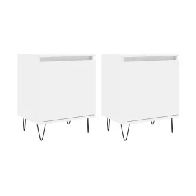 Set de 2 mesitas de noche blancas de madera de ingeniería - Medidas 40x30x50 cm