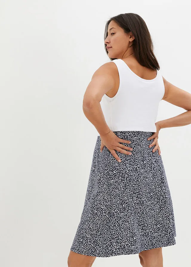 Navy Blue and White Floral Maternity/Nursing Knit Dress