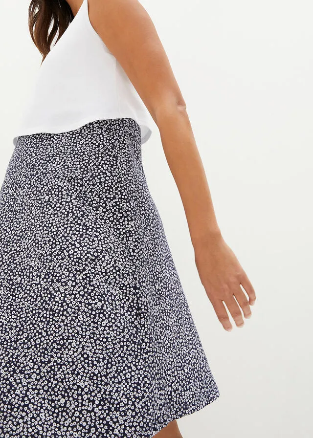 Navy Blue and White Floral Maternity/Nursing Knit Dress