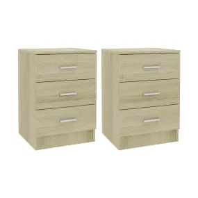 Pair of Oak Sonoma Nightstands Set of 2 Particle Board