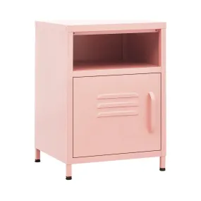 Pink Steel Bedside Table 35x35x51 cm