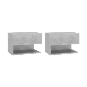 Wall-mounted bedside tables set of 2 gray concrete.