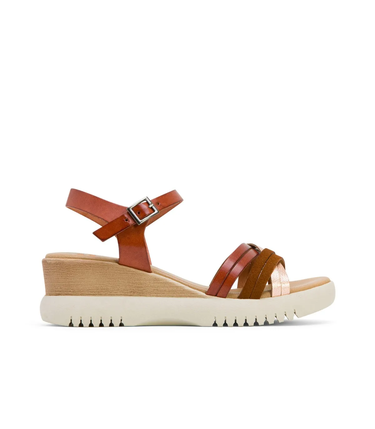 WEDGE SANDALS GENUINE LEATHER ROSE GOLDEN