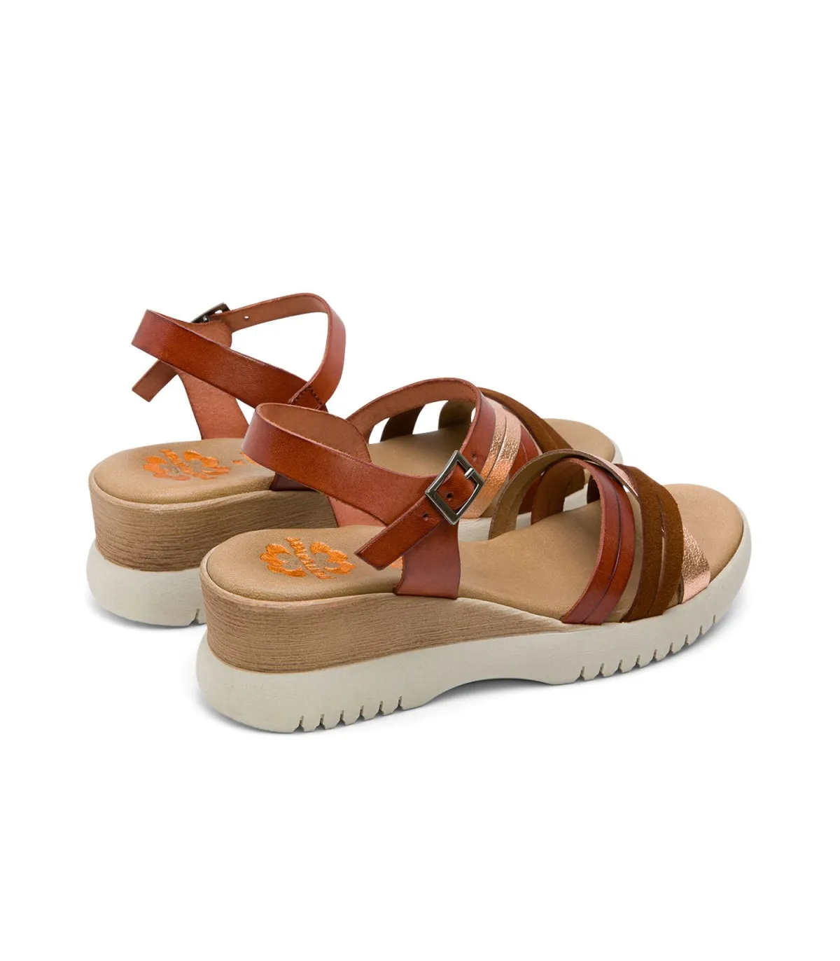 WEDGE SANDALS GENUINE LEATHER ROSE GOLDEN
