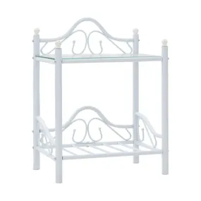 White tempered glass steel bedside tables 45x30.5x60cm